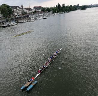 Masters Achter am Start mit Klaus Opitz (5), Aron Daniel (4), Matthias Uhlenbruck (3), und Wolfgang Glock (2)